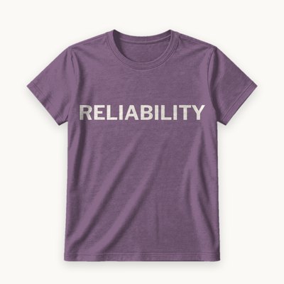 Reliability tee — product photography
