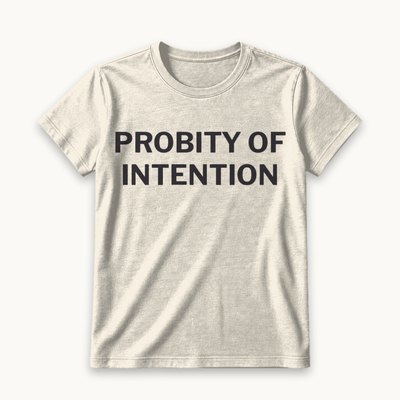 Probity of Intention tee — product photography