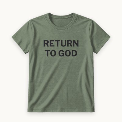 Return to God tee — product photography