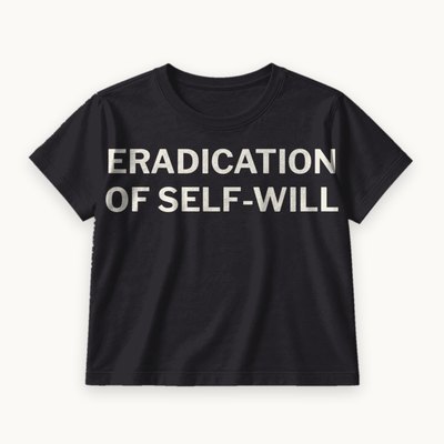 Eradication of Self-Will tee — product photography