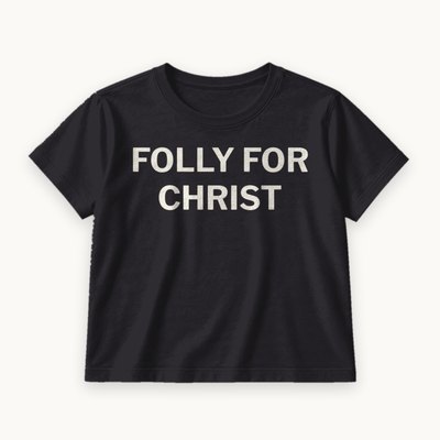 Folly for Christ tee — product photography