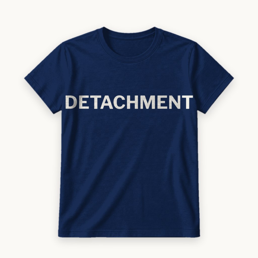 Detachment printed on a Navy tee — product photography