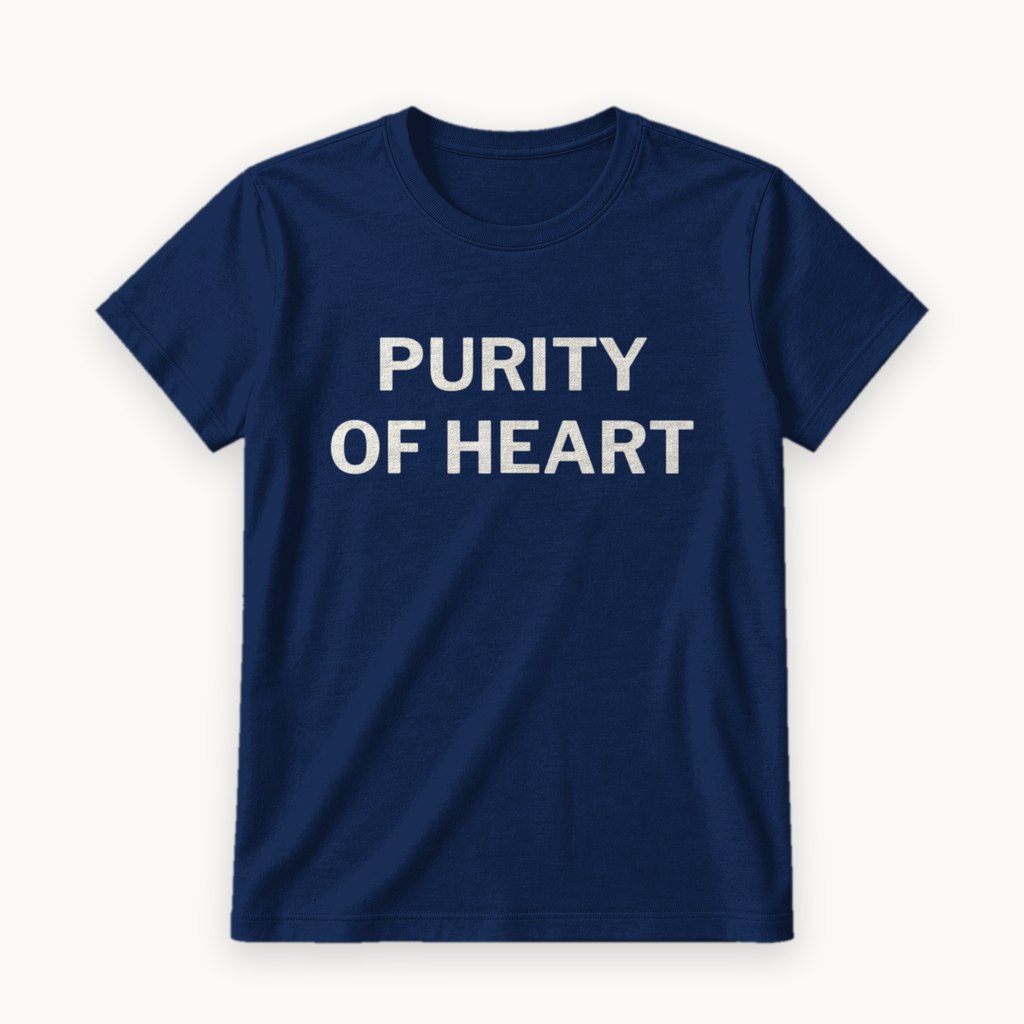 Purity of Heart printed on a Navy tee — product photography